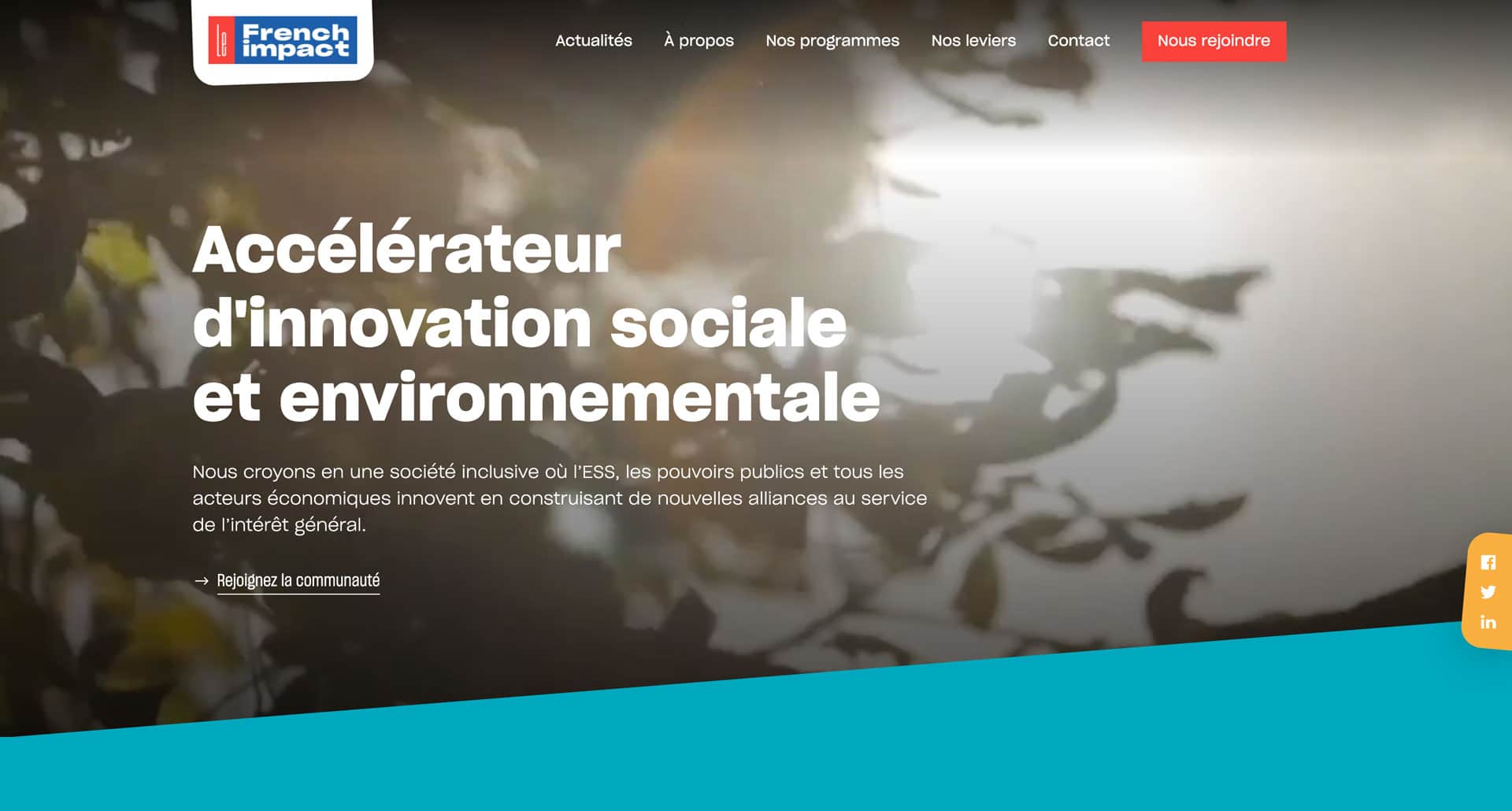 Écran d'accueil du site internet French Impact